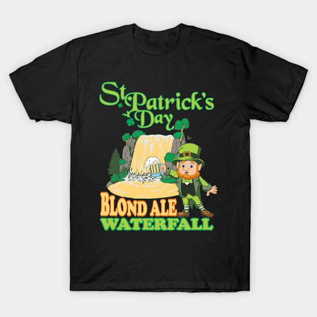 St Patricks Day Blond Ale Waterfall T-Shirt by rafaelwolf